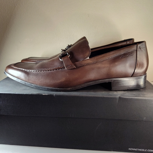 KENNETH COLE REACTION First Degree Mens Brown Leather Horse Bit Loafers Sz 13 M - Picture 3 of 7